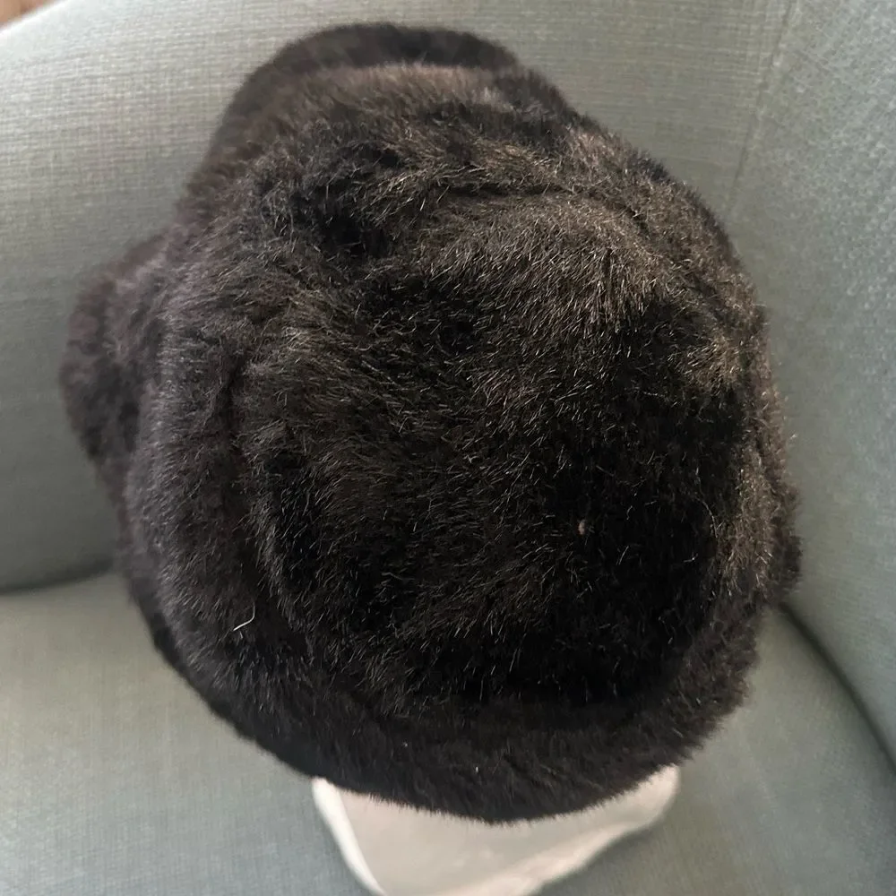 Vintage Black Faux Fur Bucket Hat